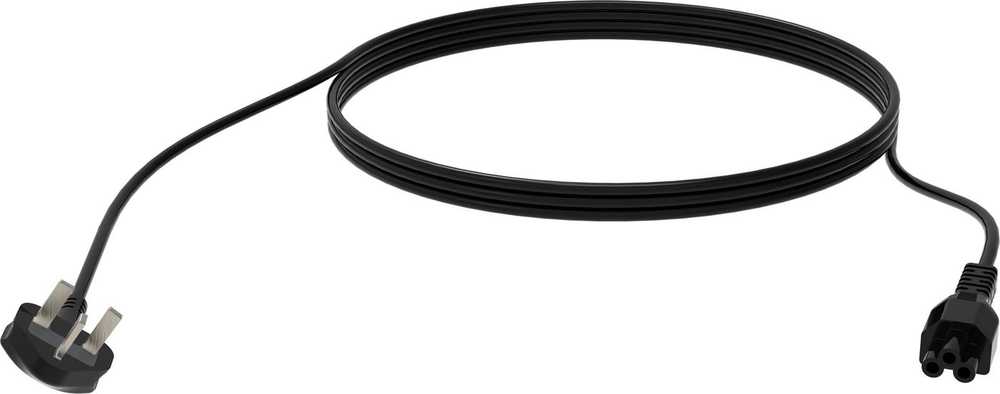 Kabelis zasilający Vision VISION Professionelles, installationstaugliches Netzkabel, Kleeblatt auf UK-Stecker - 30 JAHRE GARANTIE - 250 V - 10 A - IEC 60320 C5 (Kleeblatt'') auf UK-BS1363-Stecker - Aussendurchmesser 7,1 mm - 3 m - juodas