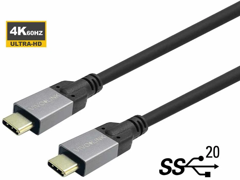 Kabelis USB VivoLink USB-C - USB-C 4 m Juodas (PROUSBCMM4)
