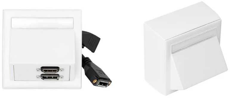 „VivoLink WI221292“ maitinimo lizdas, HDMI + DisplayPort + 3,5 mm, baltas