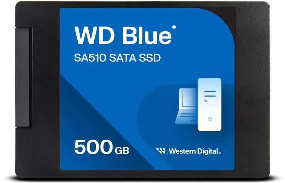 WD Mėlyna SA510 SSD 500GB SATA III 6Gb/s korpuse, 2.5" 7mm vidinėje dalyje, vienoje pakuotėje, maitinamas „SANDISK“