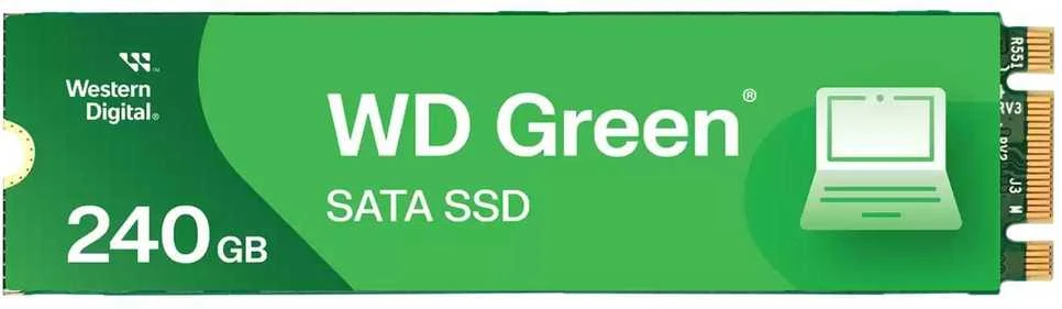 WD Žalias SATA 240GB vidinis SSD kietojo kūno diskas - SATA 6Gb/s M.2 2280 - WDS240G3G0B, maitinamas „SANDISK“