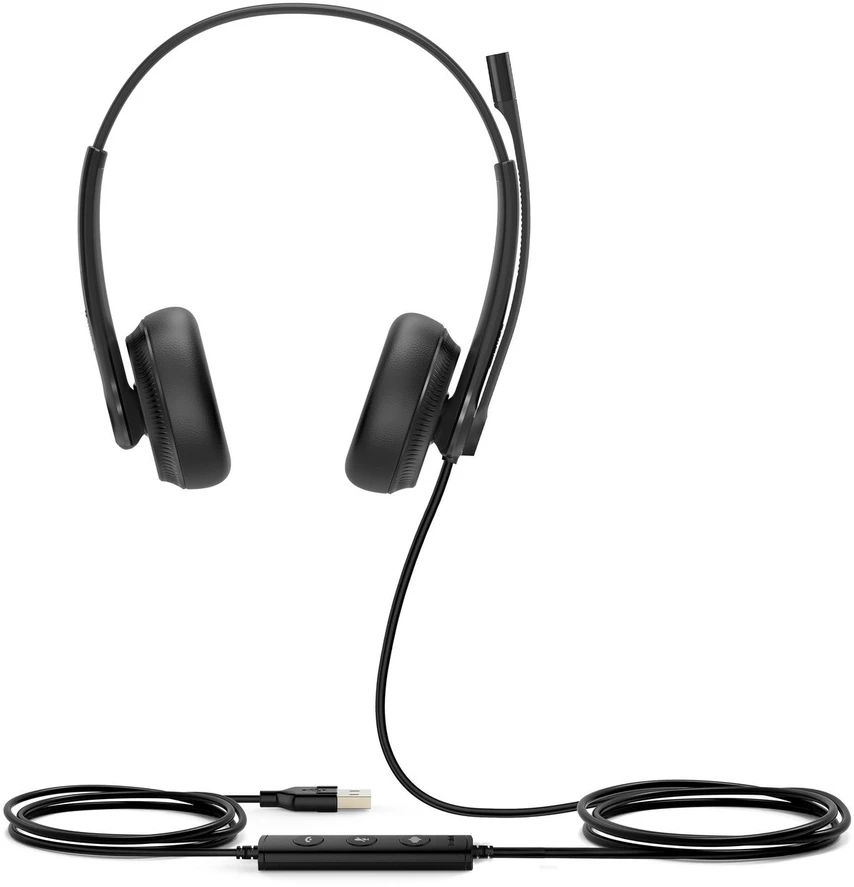 Ausinės Yealink UH34 Dual UC Ausinių rinkinys su laidu su lankeliu ant galvos Biuro/centrum telefoniczne USB Typu-A Juodas