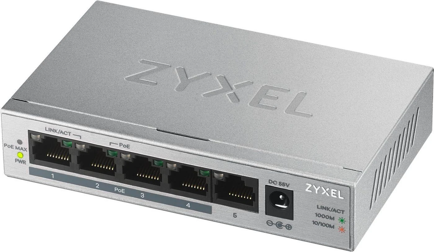 ZYXEL GS1005-HP 5 prievadų GbE nevaldomas PoE jungiklis