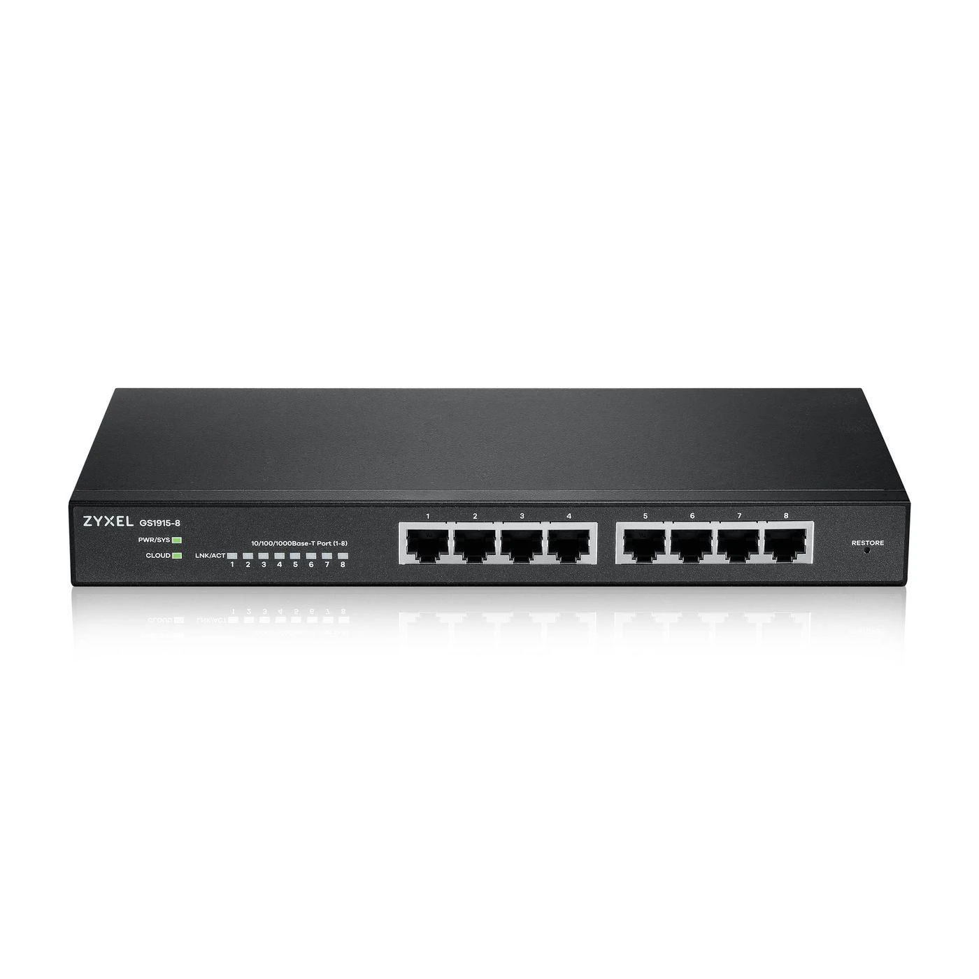 Šakotuvas ZYXEL GS1915-8, 8-PORT GBE SMART SWITCH, HYBRID MODE, STANDALONE OR NEBULAFLEX CLOUD, DESKTOP, FANLESS (5Y WARRANTY)