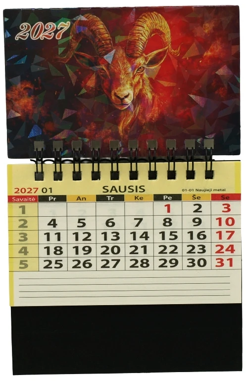 2027 metų kalendorius-magnetukas Ožys, 10x10 cm - 5