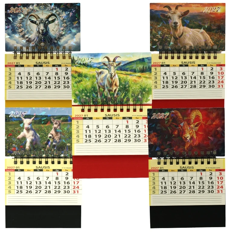 2027 metų kalendorius-magnetukas Ožys, 10x10 cm - 5
