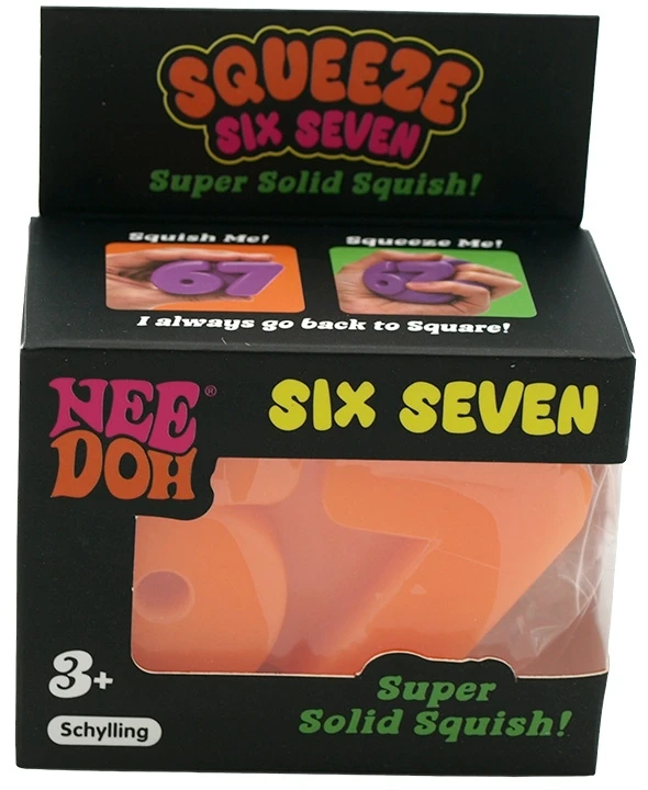 Antistresinis minkomas žaislas NeeDoh „Six Seven“ (67), 7x4 cm - Violetinė