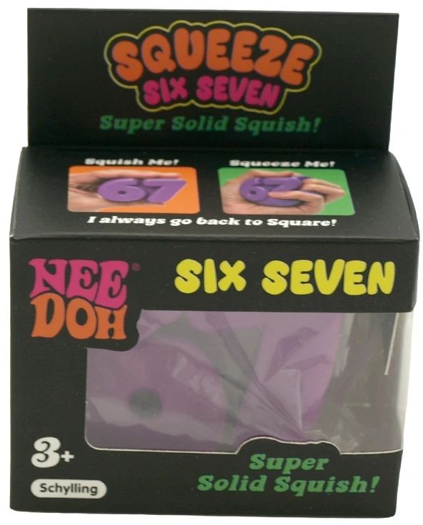 Antistresinis minkomas žaislas NeeDoh „Six Seven“ (67), 7x4 cm - Violetinė
