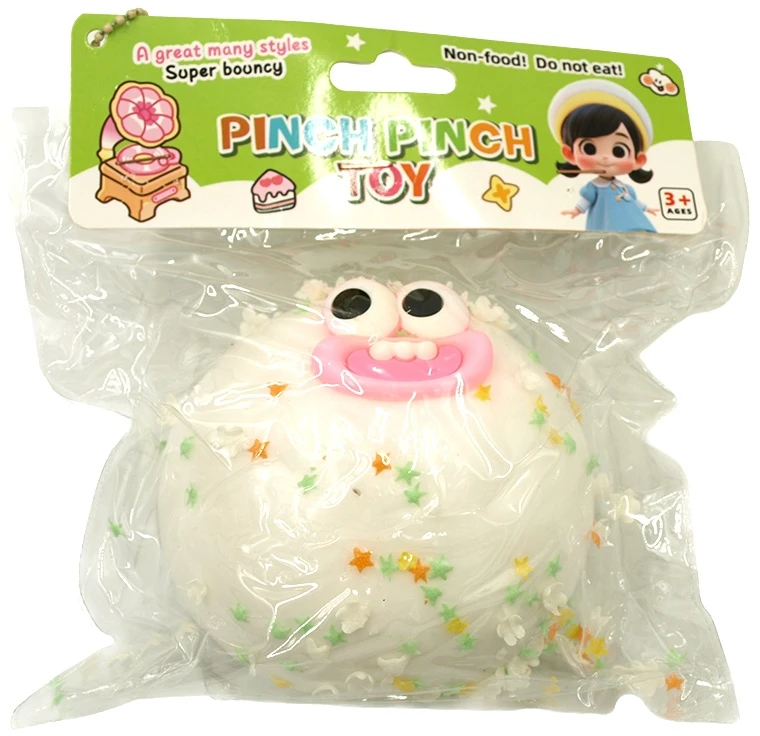 Antistresinis minkomas žaislas Šypsenėlė (Pinch Pinch Toy), 11 cm - Balta