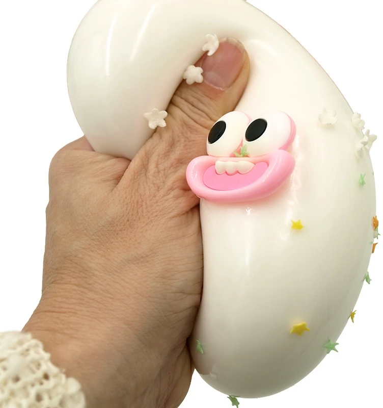 Antistresinis minkomas žaislas Šypsenėlė (Pinch Pinch Toy), 11 cm - Balta
