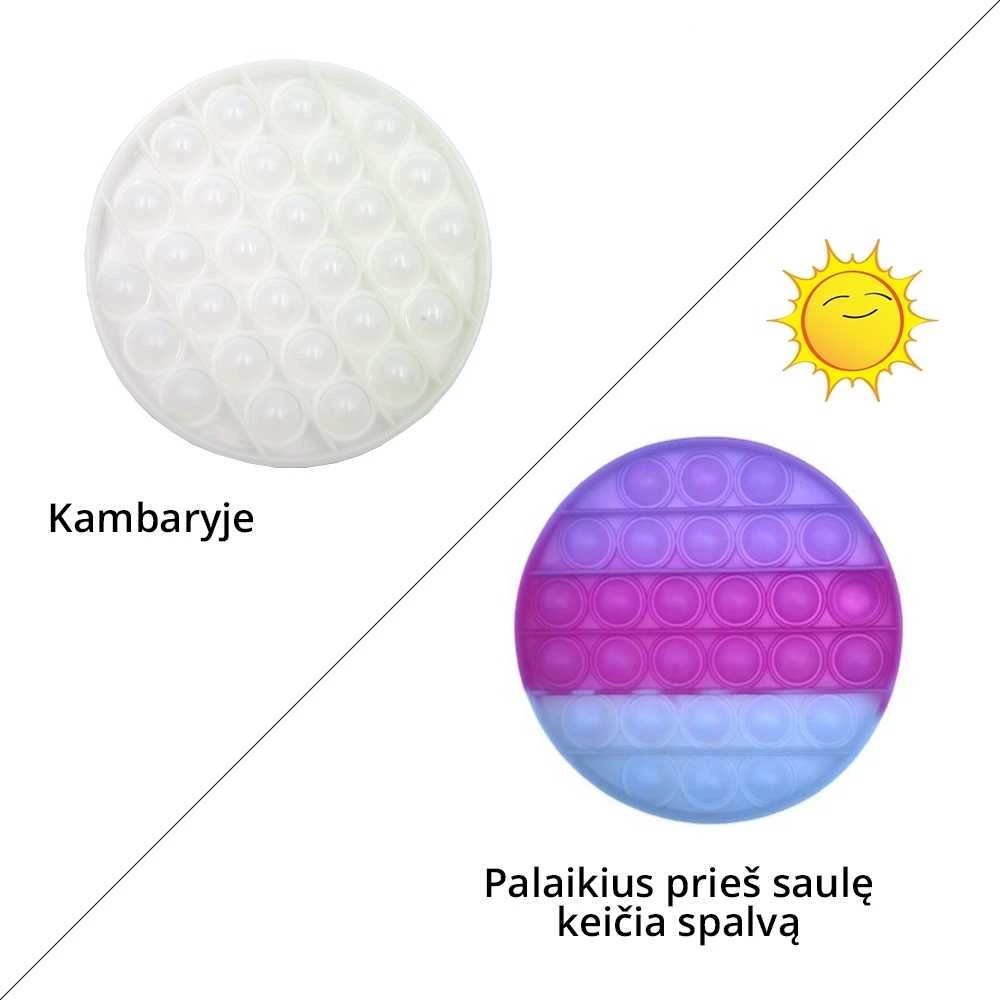 Antistresinis žaislas POP-IT apskritimas keičiantis spalvą
