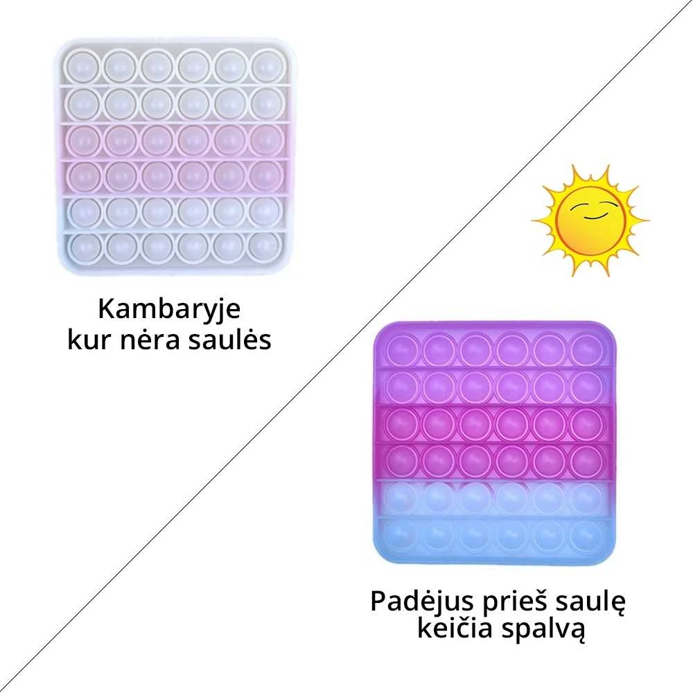 Antistresinis žaislas POP-IT kvadratas keičiantis spalvą