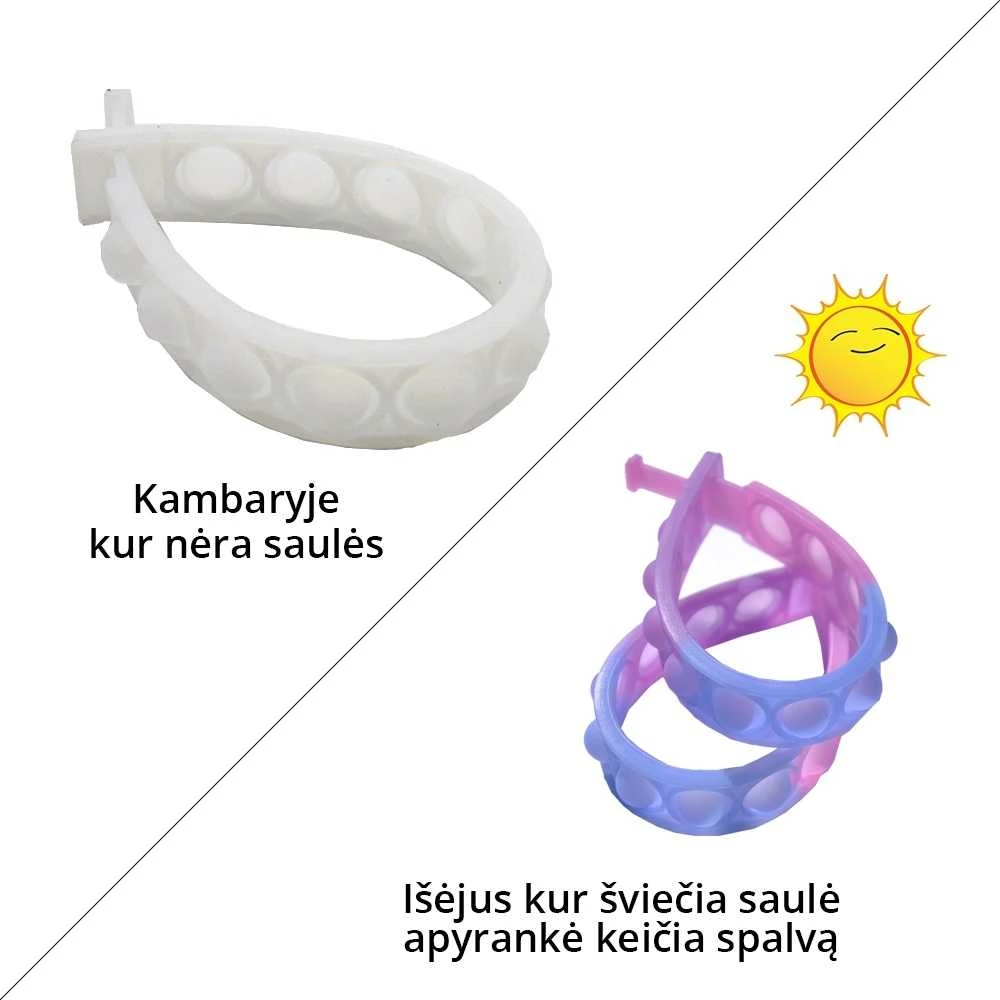 Antistresinis žaislas POP-IT spalvą keičianti apyrankė