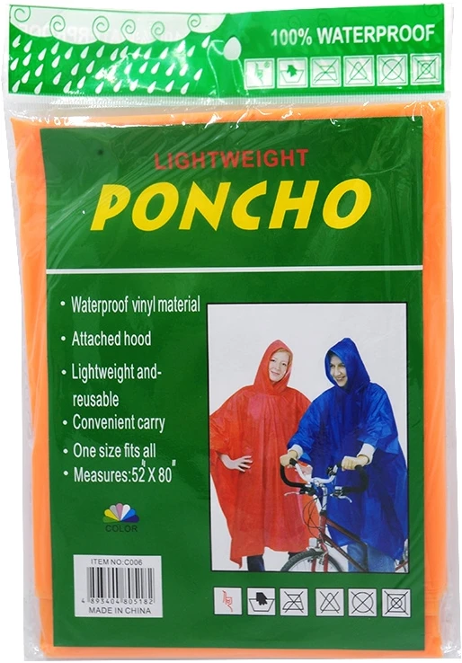 Apsiaustas nuo lietaus, 132x203 cm - Oranžinė