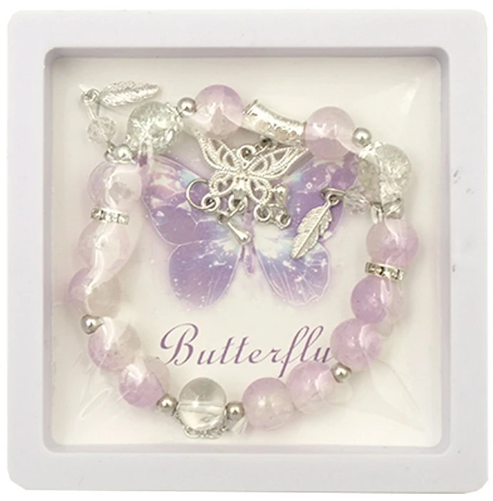 Apyrankė iš karoliukų su drugelio pakabuku „Butterfly“ - Šviesiai violetinė