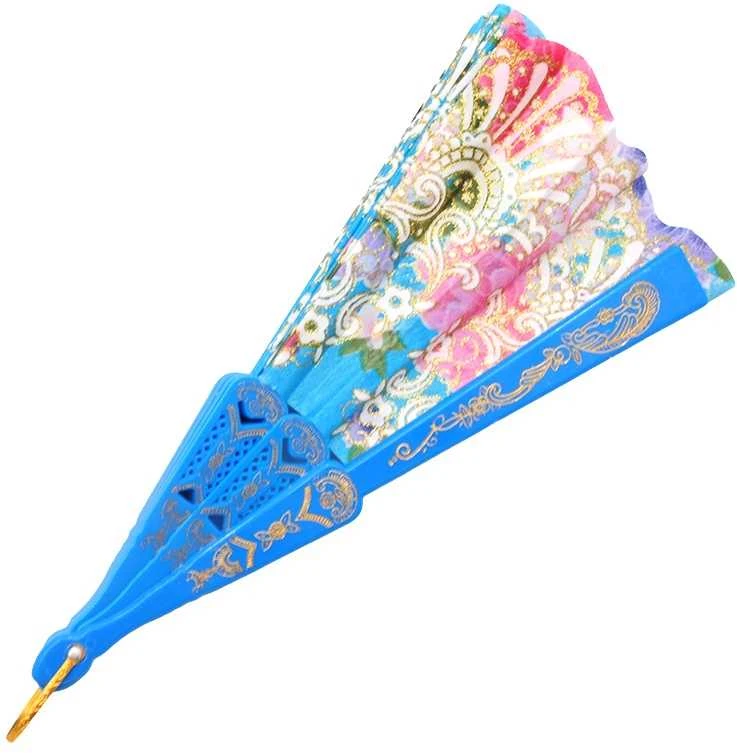Atlasinė vėduoklė, 23 cm - Juoda