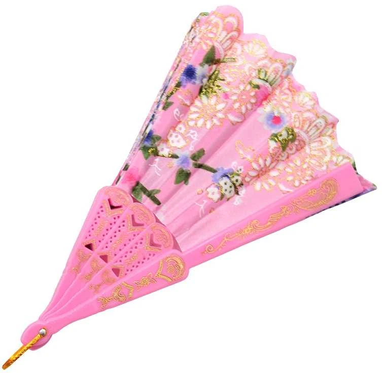 Atlasinė vėduoklė, 23 cm - Juoda