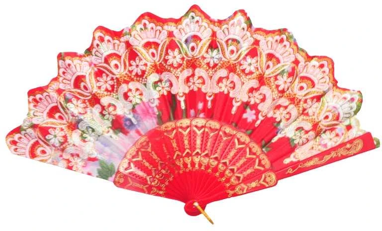 Atlasinė vėduoklė, 23 cm - Mėlyna