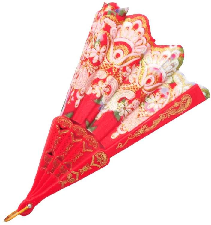 Atlasinė vėduoklė, 23 cm - Mėlyna