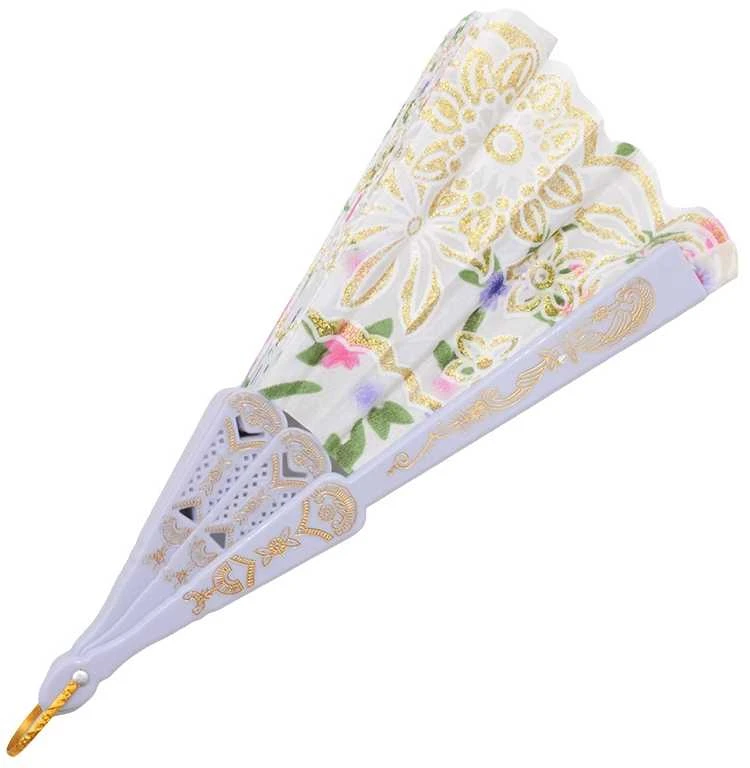 Atlasinė vėduoklė, 23 cm - Mėlyna