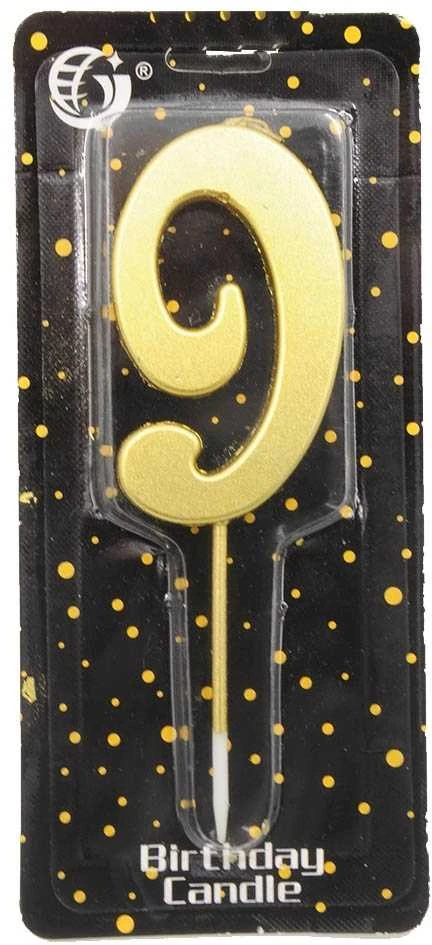 Auksinė žvakutė skaičius "9"