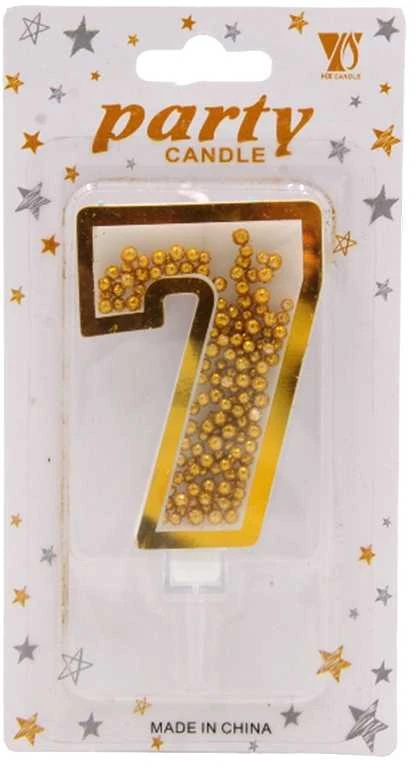 Auksinė žvakutė tortui skaičius "7"