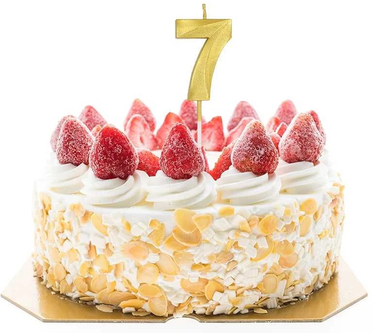 Auksinė žvakutė tortui, skaičius "7"