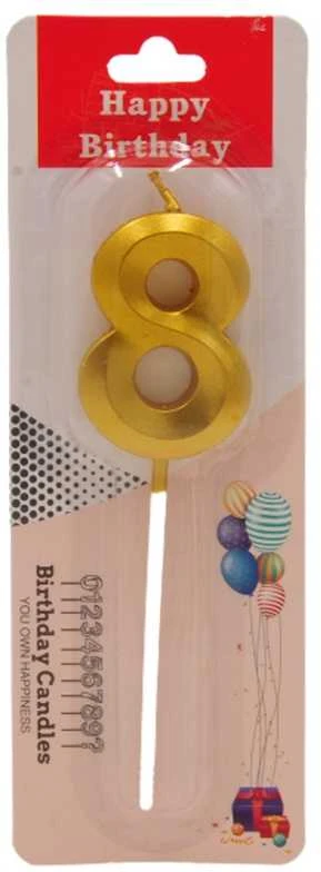 Auksinė žvakutė tortui, skaičius "8"