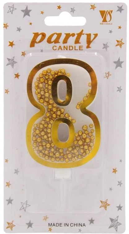 Auksinė žvakutė tortui skaičius "8"