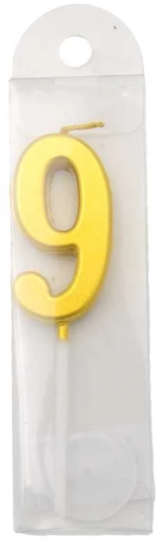 Auksinė žvakutė tortui, skaičius "9"