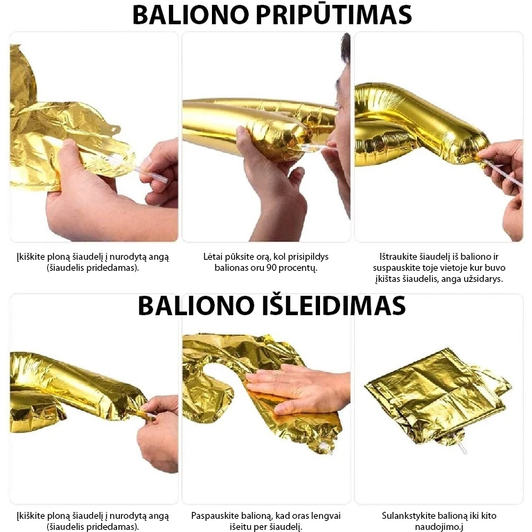 Auksinis folinis balionas - skaičius 9, 95 cm