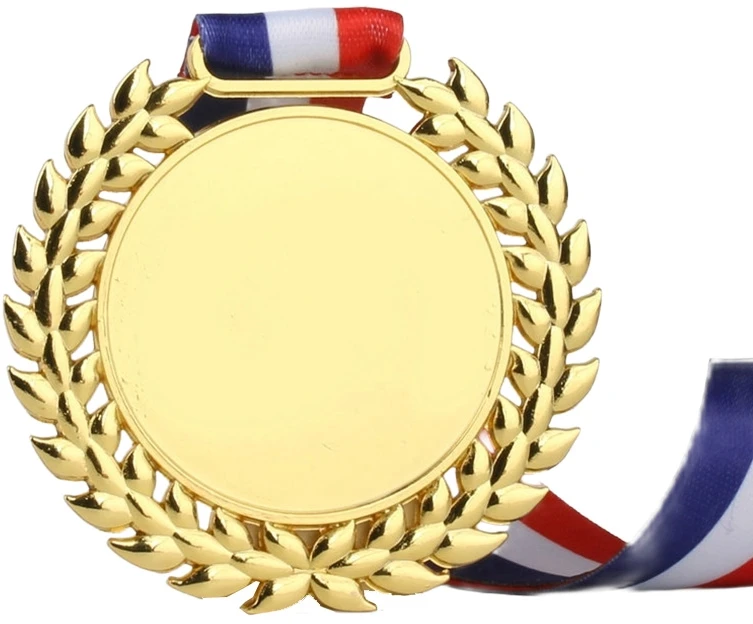 Aukso spalvos metalinis apdovanojimų medalis, 6 cm