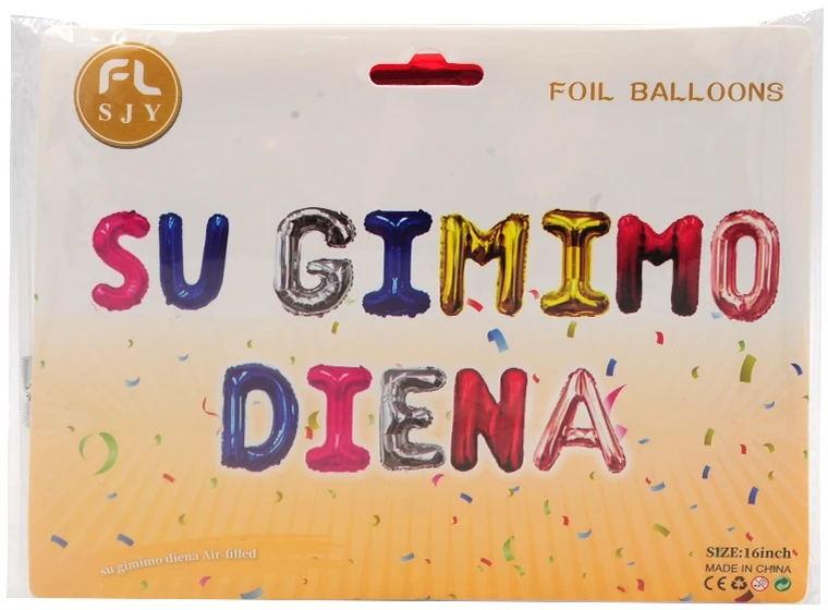 Balionų girlianda "Su gimimo diena", h 36 cm