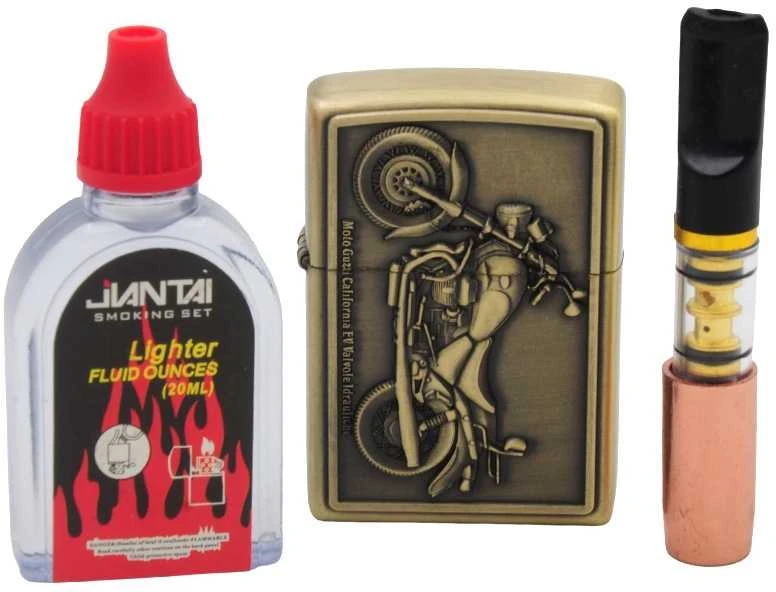 Benzininis žiebtuvėlis su Motociklu 3in1
