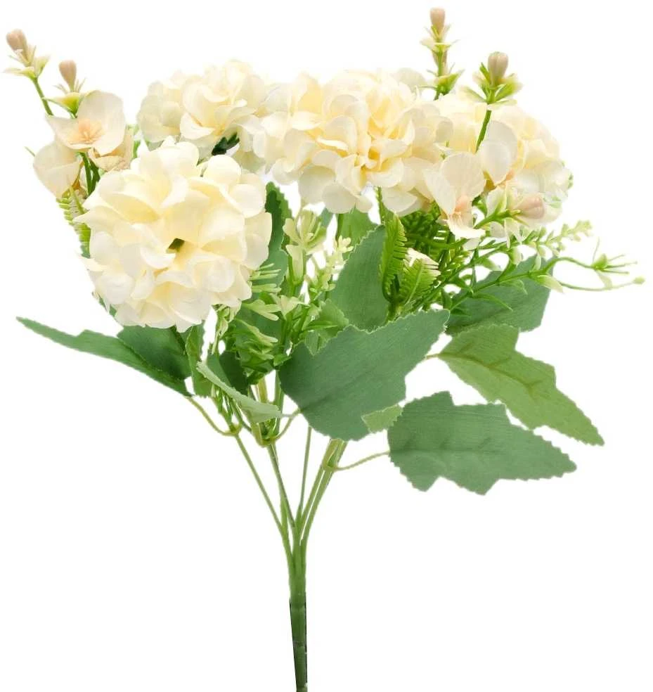 Dirbtinė chrizantemų puokštė, 30 cm - Kreminė