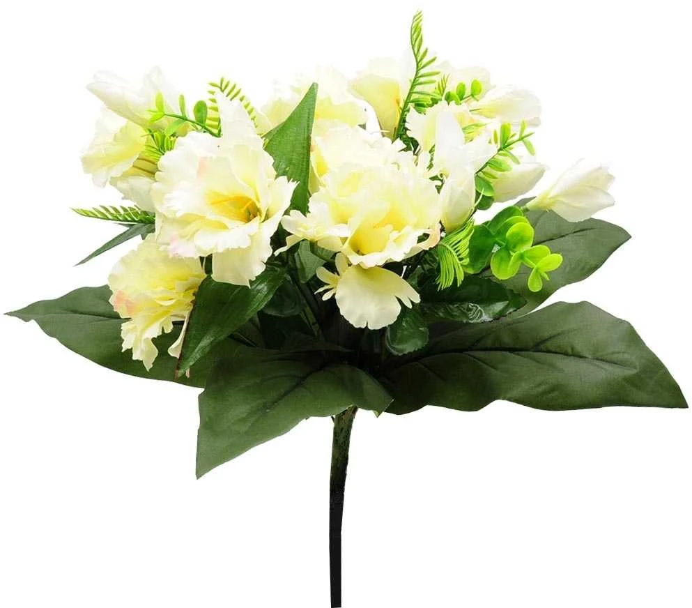 Dirbtinė eustomų puokštė, 44 cm - Kreminė