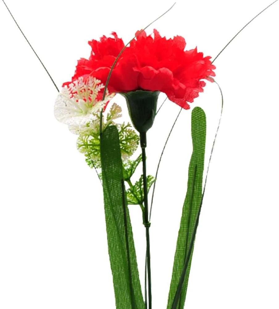 Dirbtinė gėlė gvazdiko žiedas ant koto, 49 cm - Raudona