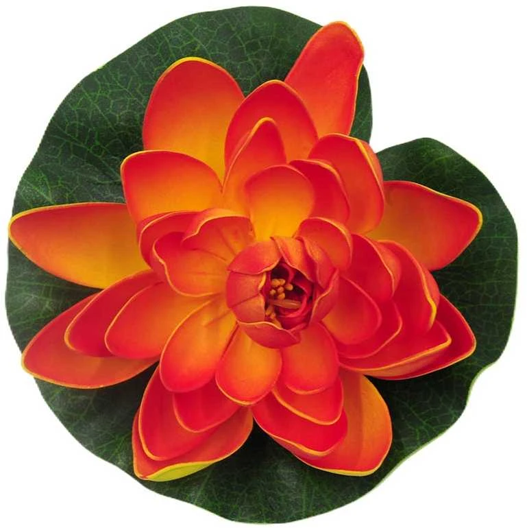 Dirbtinė gėlė lotosas, skersmuo 17 cm - Oranžinė