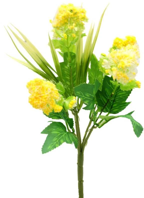 Dirbtinė gėlių puokštė, 31 cm - Geltona