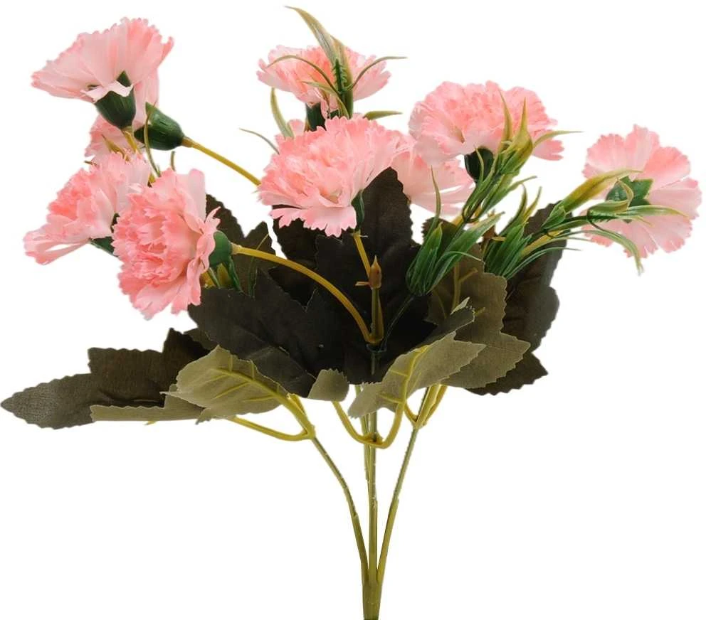 Dirbtinė gvazdikų puokštė, 24 cm - Kreminė