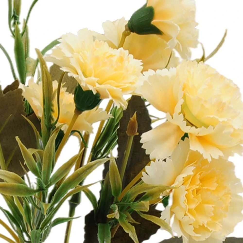 Dirbtinė gvazdikų puokštė, 24 cm - Kreminė
