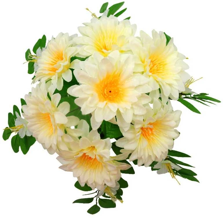 Dirbtinė jurginų puokštė, 25 cm - Baltai žalsva
