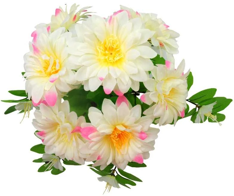 Dirbtinė jurginų puokštė, 25 cm - Baltai žalsva