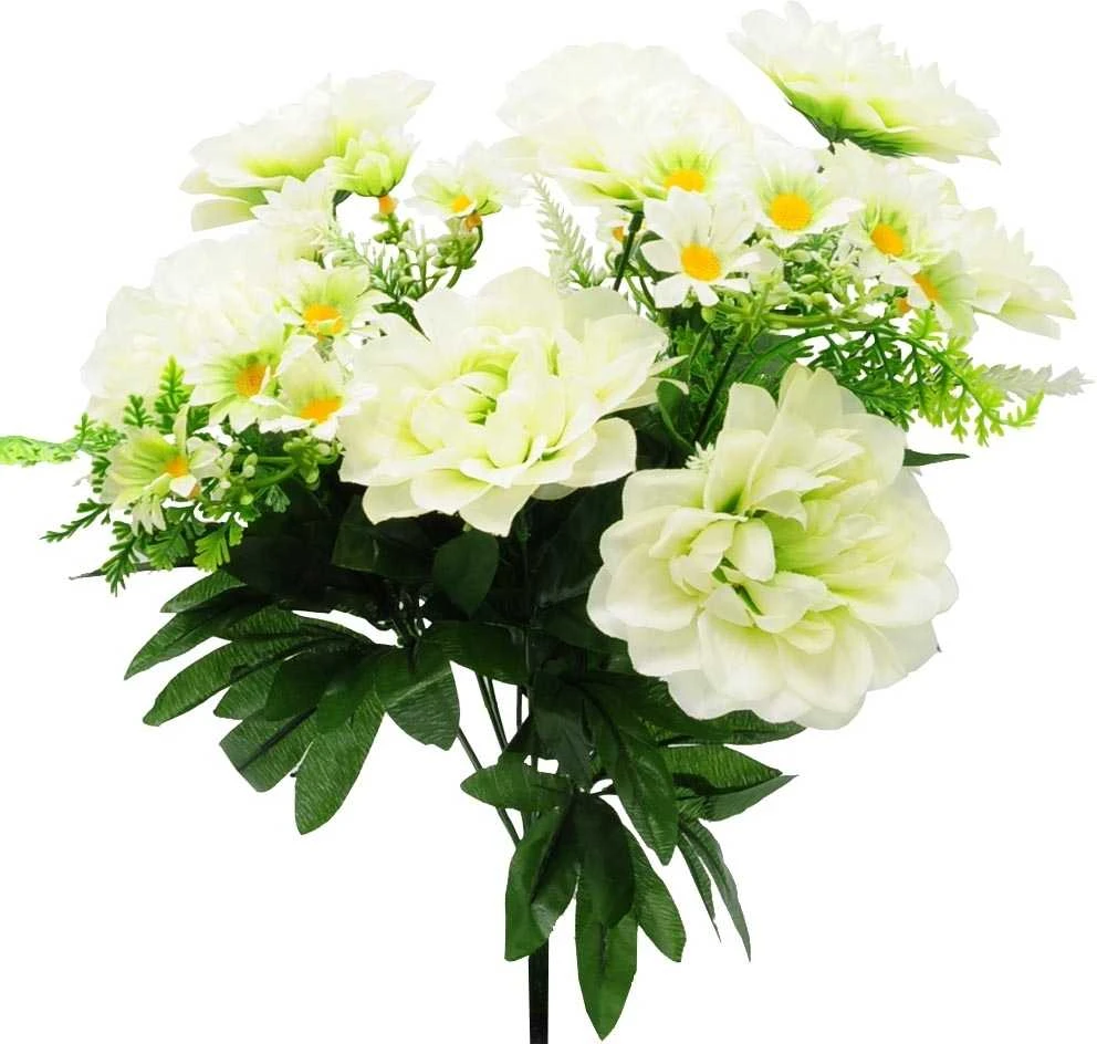 Dirbtinė jurginų puokštė, 41 cm - Gelsva