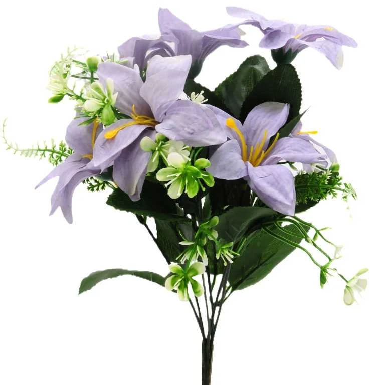 Dirbtinė lelijų puokštė, 33 cm - Violetinė