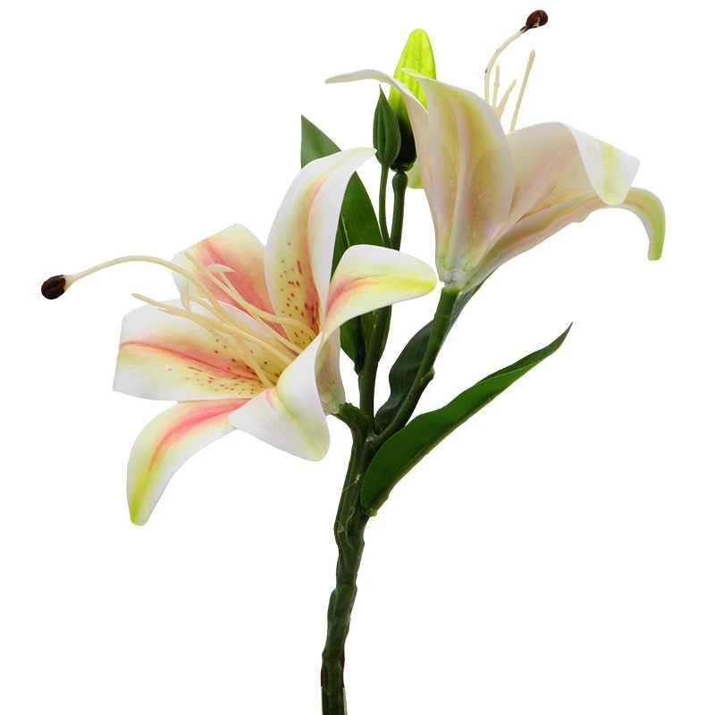 Dirbtinė lelijų šaka, 33 cm - Kreminė