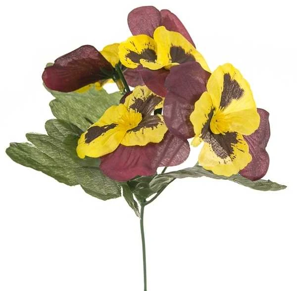 Dirbtinė našlaičių puokštė, 21 cm - Violetinė