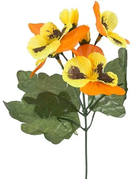 Dirbtinė našlaičių puokštė, 21 cm - Violetinė