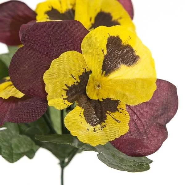 Dirbtinė našlaičių puokštė, 21 cm - Violetinė