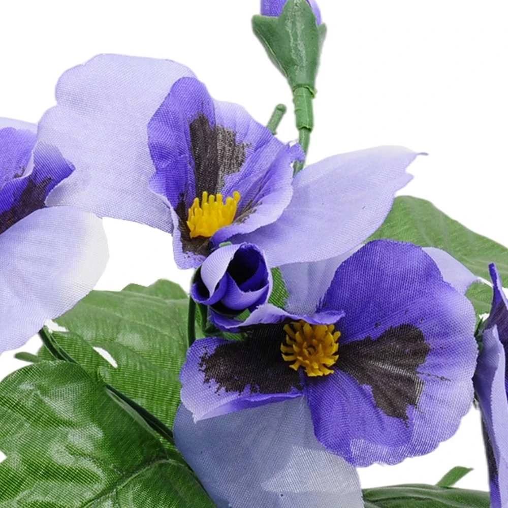 Dirbtinė našlaičių puokštė, 21 cm - Violetinė